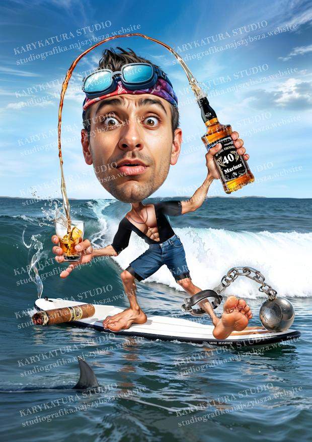 karykatura_surfer_prezentnaurodziny_40urodziny